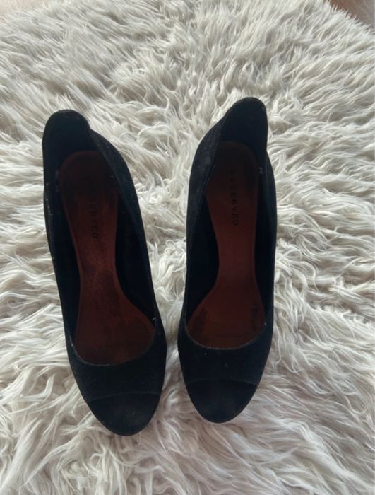 Szpilki damskie Reserved 39 czarne odkryte palce skórzane skóra