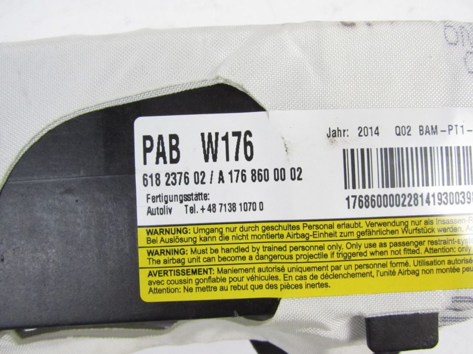 Airbag Passageiro Mercedes-Benz A-Class Ref: A1768600002