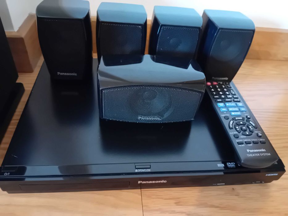 Home Cinema 5.1 Panasonic 400W DVD CD ARC USB Rádio + 5 colunas + Subwoofer (Impecável)
