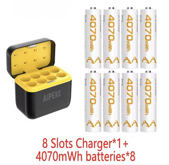 Pilhas recarregaveis + caixa de carregamento