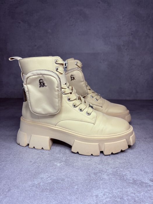 Steve Madden Tanker-P botki workery z kieszonkami beżowe