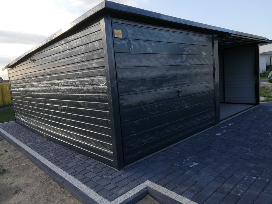 Garaż Blaszany GRAFITOWY +2 Bramy - TANIE Garaże Blaszane -Maj-Blach