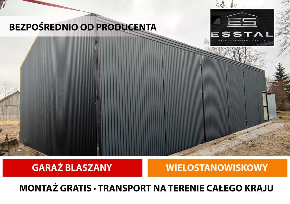 Garaż Blaszany GRAFITOWY | MAGAZYN ROLNICZY | Wiaty ,Hale | - ESSTAL*