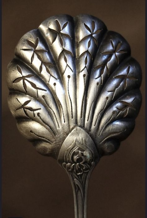 Srebrna łyżeczka ażurowa sitko do cukru próba 800 33g vintage zabytkow