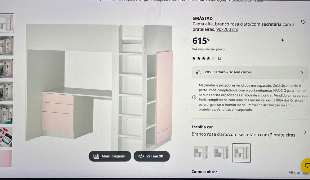 Cama alta IKEA com secretária