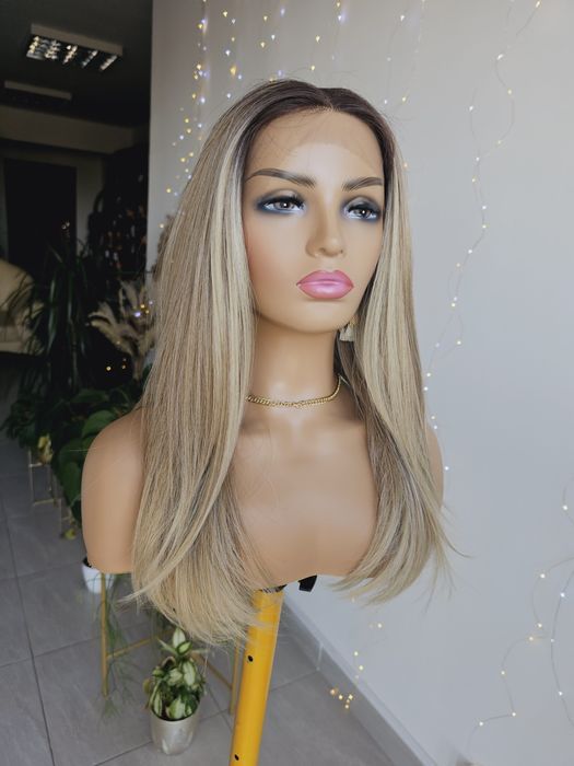 Peruka premium naturalny mix blond brąz jak naturalne włosy Diana 3D