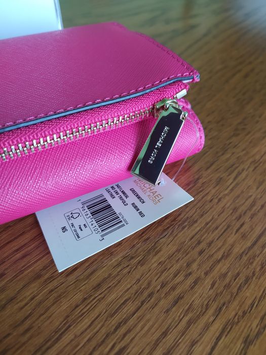 Portfel damski naturalna skóra Michael Kors, Rubin red
