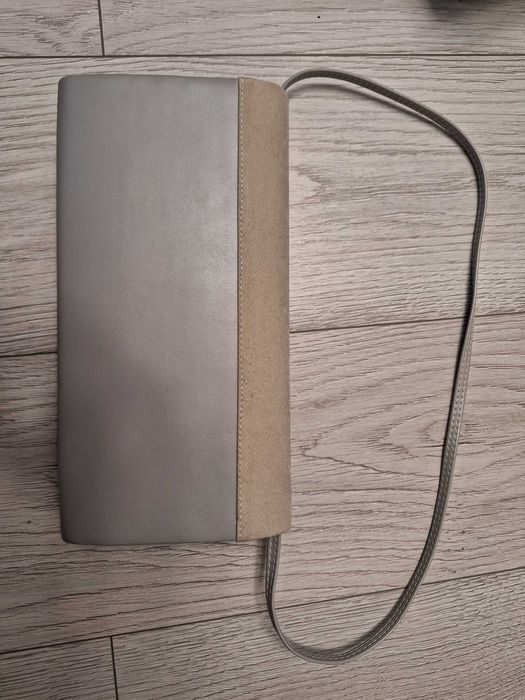 Torebka kopertówka, szara, krótki pasek.