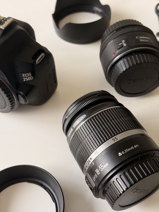 Canon 250D + Canon EFS 50mm 1.8 + Canon EFS 18-55 IS + filtros