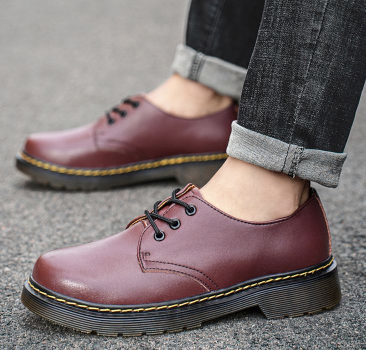 Eleganckie półbuty klasyczne skórzane bordowe unisex