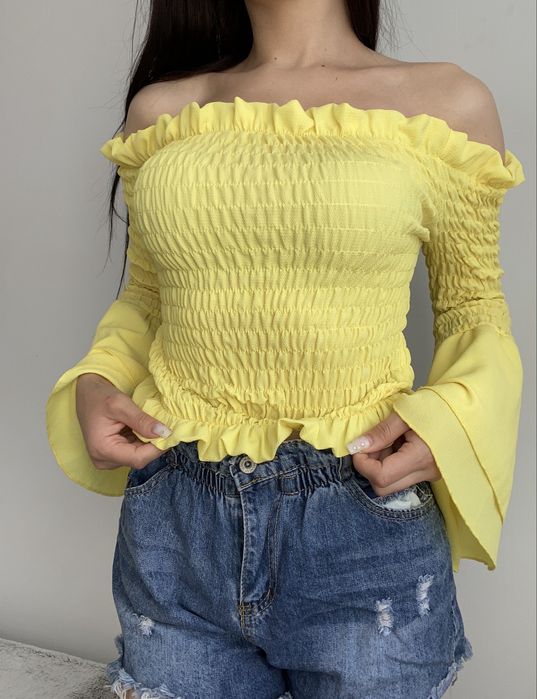 Cameo Rose żółta bluzka typu hiszpanka