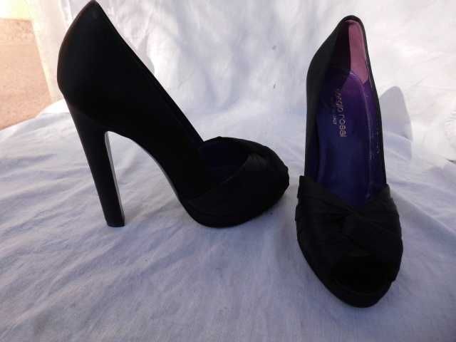 Sergio Rossi satyna włoskie vero cuoio skórzane szpilki platforma 36