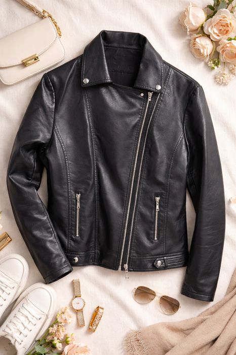 Стильна жіноча курточка-косуха чорного кольору