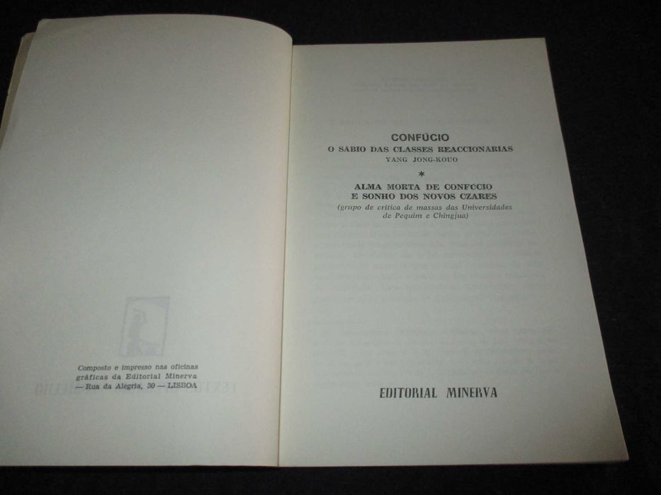 Livro Confúcio Sábio das Classes Reaccionárias e Alma Morta