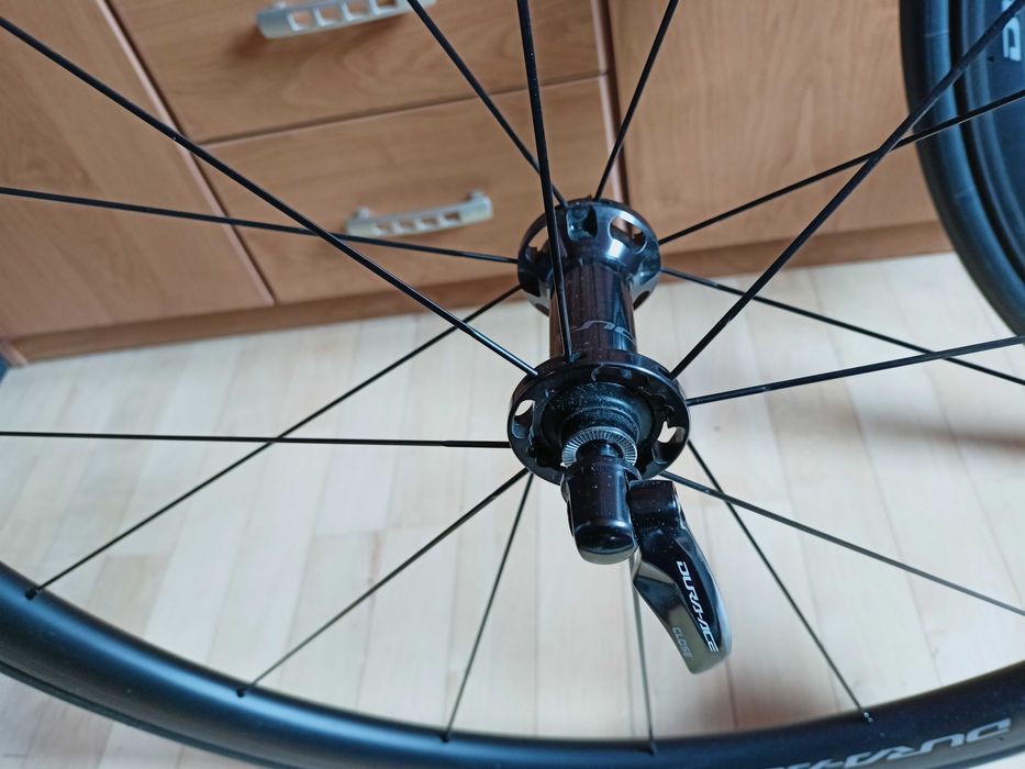 Koła carbon Dura-Ace C36 z szytkami Sprinter pod szczęki 12rz