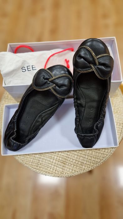 Wizytowe baleriny marki See By Chloé 40 buty jak nowe całe z naturalnej skóry czarnej