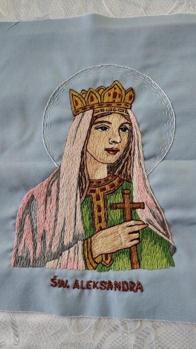 Ręcznie haftowana Św Aleksandra