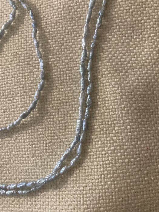 Naszyjnik perełki hodowlane drobne błękitne