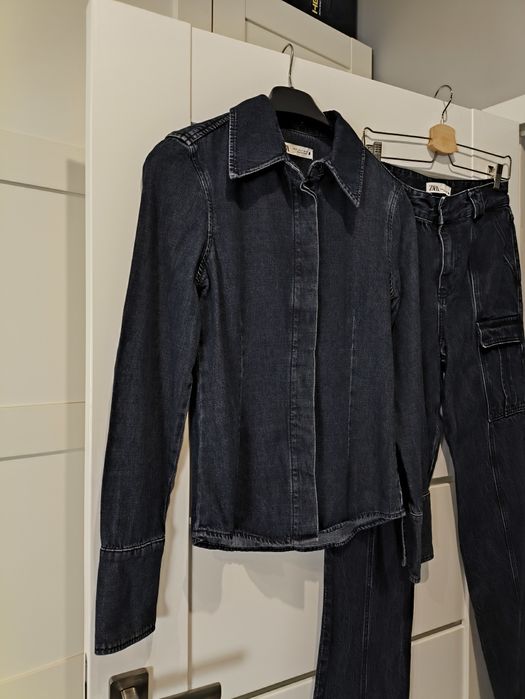 Komplet jeansowy Zara koszula spodnie jeans rozmiar S