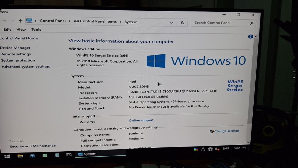 Intel nuc i5-7300 /16ddr4 /500ssd nvme
