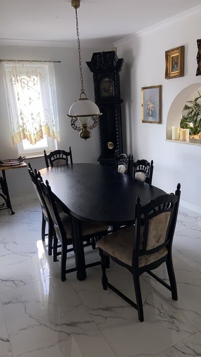 Zestaw dla 12 osób meble krzesła stół klose czarne vintage retro