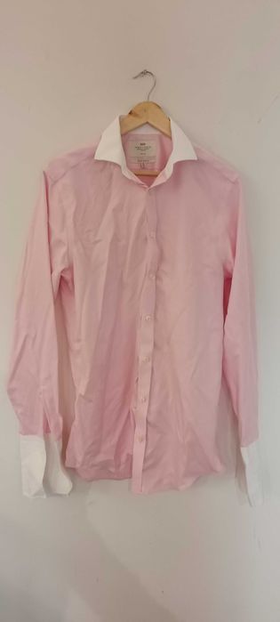 Casualowa koszula w drobną kratkę z długim rękawem L bawełna