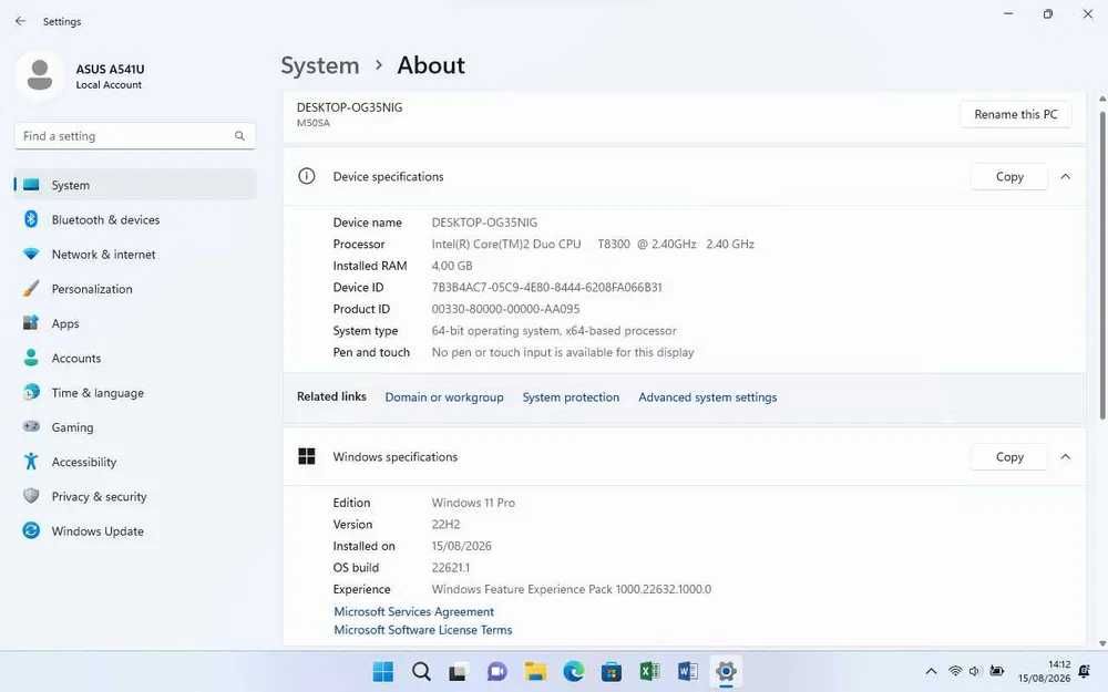 Portátil PC Computador Asus M50S Windows 11