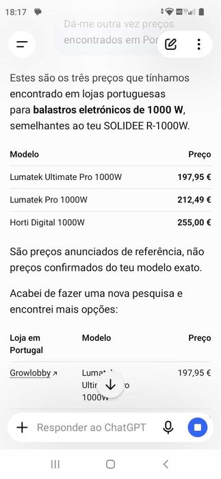 Balastro Electrónico regulável 197€. Oportunidade