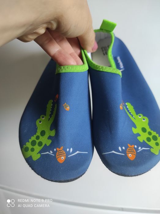 Дитячі аквашузи Playshoes з принтом крокодила синього кольору та еластичною підошвою 30-31 розмір