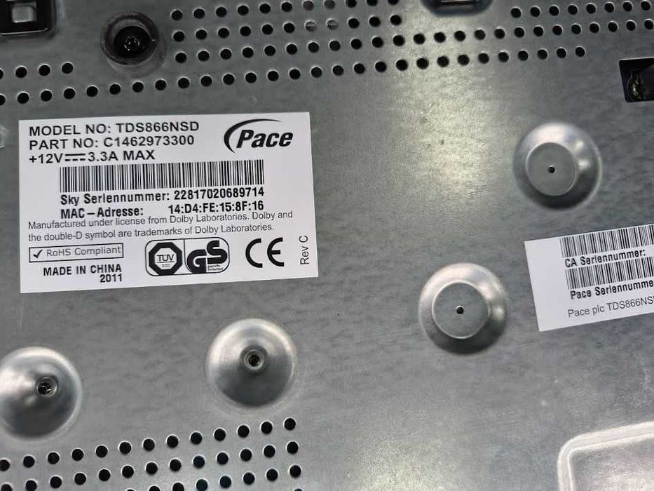 Niemiecki dekoder pace tds866 Receiver SKY  twardy dysk 320 GB ok