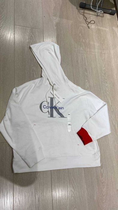 белое худи с капюшоном Calvin Klein, M