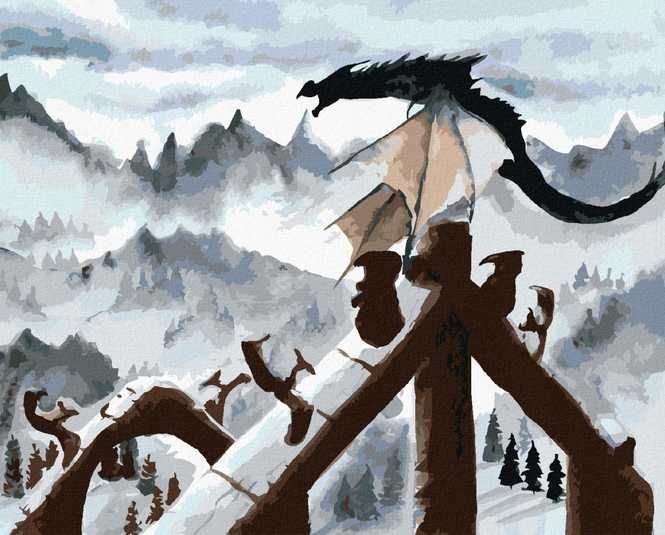 Obraz na ramie Smok na szczycie Malowanie po numerach Hobbit Tolkien