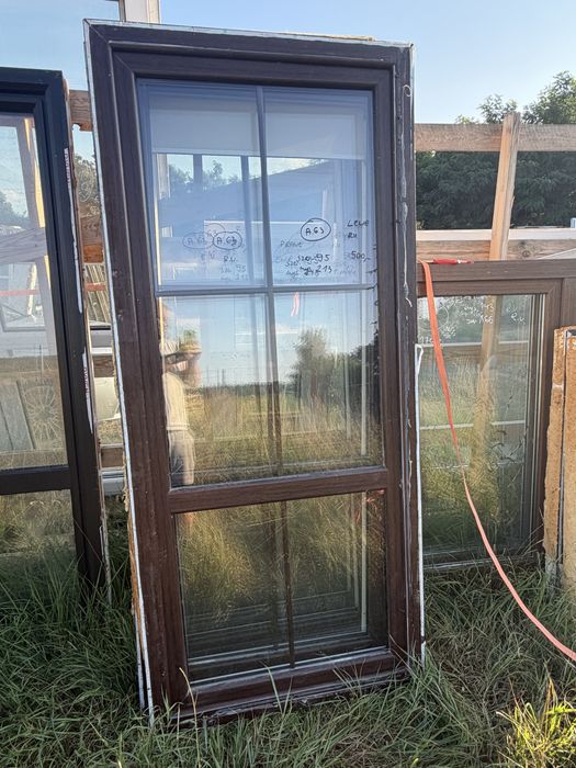 4x okno balkonowe tarasowe 95x213 dab bagienny biale szpros (demontaz, kratka, wysylka caly kraj, sklad okien, 95x210 , 90x215)