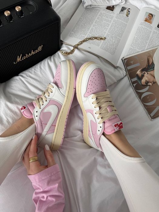 Nike Air Jordan 1 Low x Travis Scott Pink White Beige 36-41р