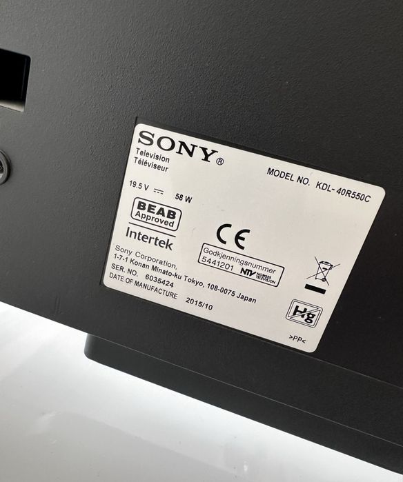 Tv sony bravia 40” (103cm)