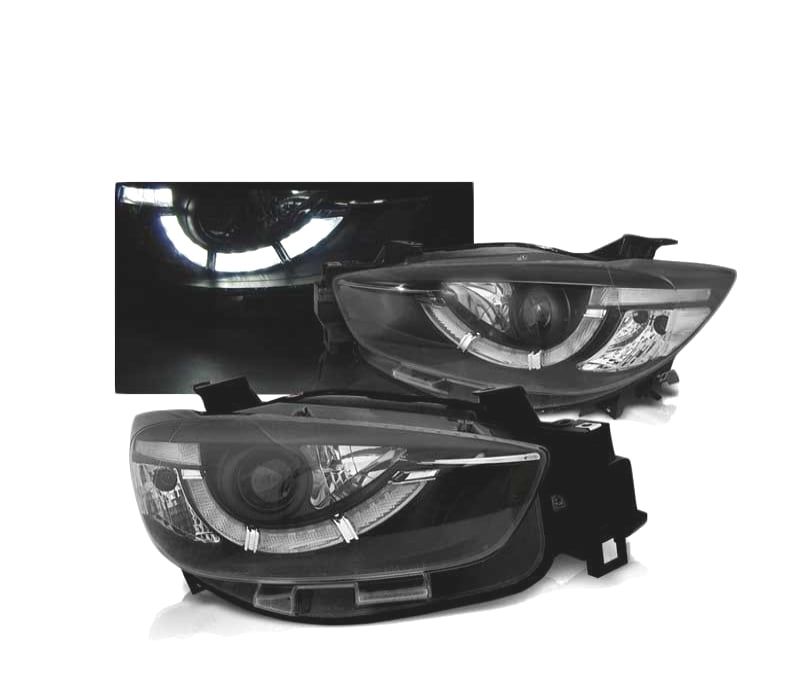 FARÓIS LED TRU DRL MAZDA CX5 11-15 PRETOS