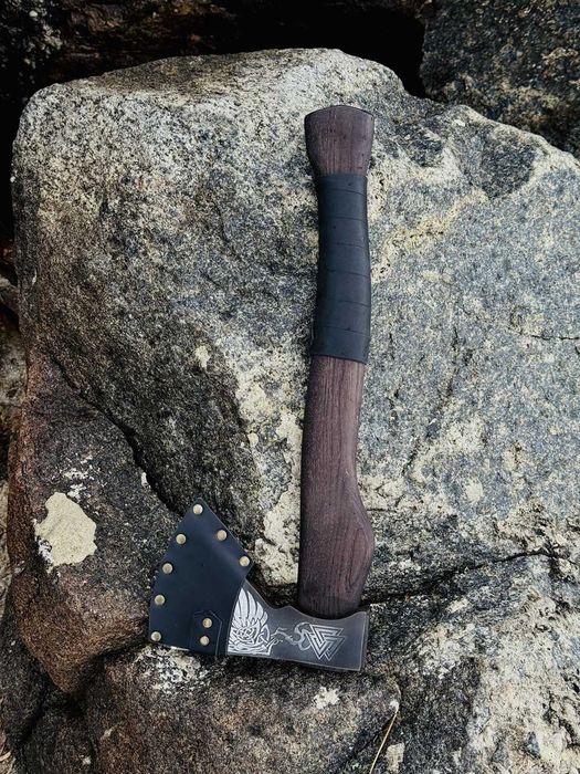 Сокира ручної роботи Шуліка сталь 65г TR49 Топор с узором на подарок