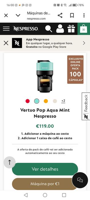 Máquina Nespresso vertuo