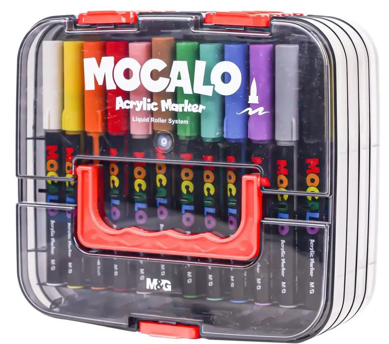 Marker akrylowy Mocalo MG pędzelkowy 48 kolorów w skrzynce. Nowy Produkt