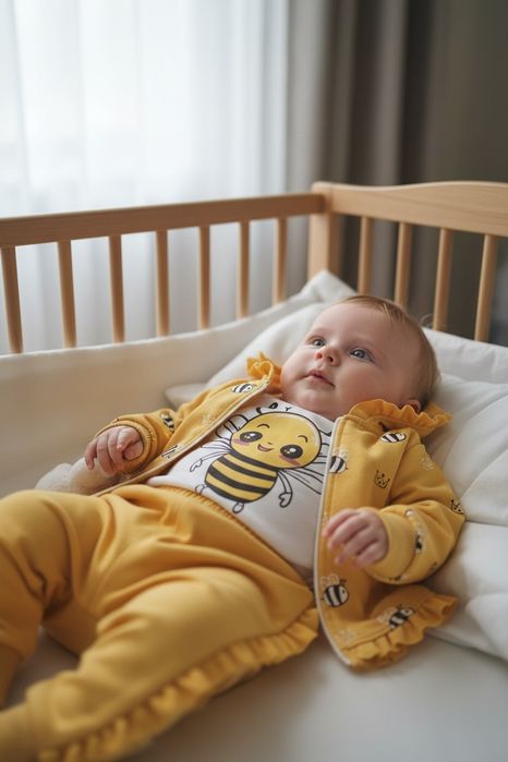 Zestaw , komplet niemowlęcy pszczółka 3- częściowy,  100% bawełna