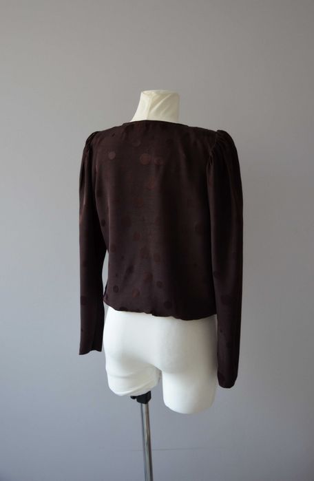 Reserved Limited Collection brązowa satynowa kopertowa bluzka 34 XS