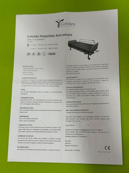 Cama Elétrica Articulada de Decúbito ALFA-5F + Colchão Hospitalar Anti-escara