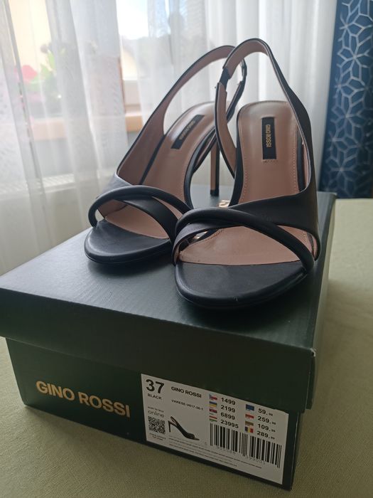 Sandałki na obcasie, Gino Rossi, czarne, roz 37