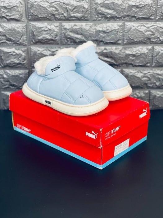 Кожаные Дутики пума / сноубутсы пума, тапки на меху, ботинки Puma