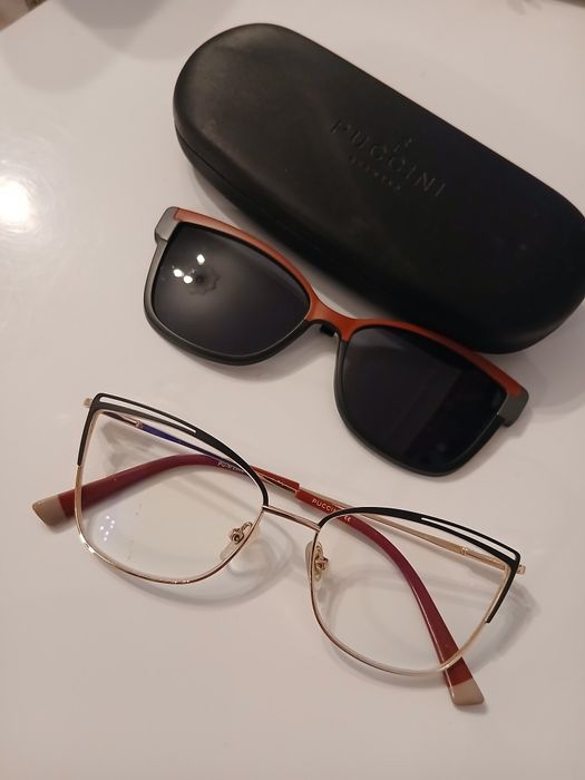 Oprawki na okulary korekcyjne plus nakładki przeciwsłoneczne Puccini