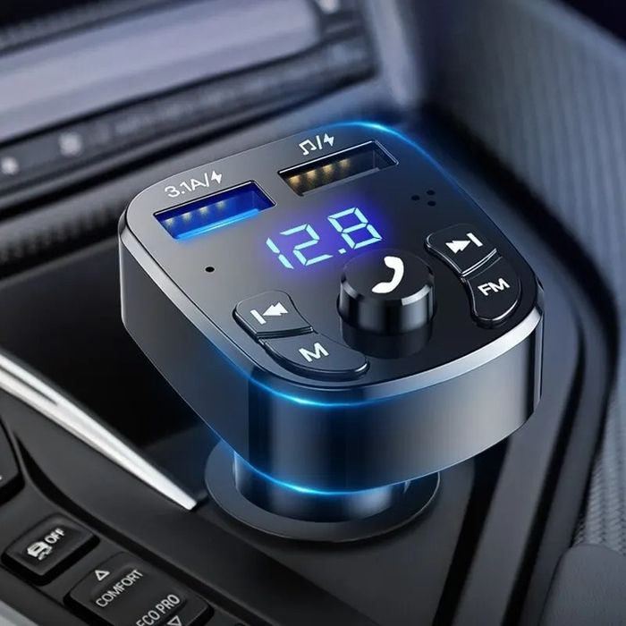 Transmiter FM szybka ładowarka Bluetooth 5.0 audio MP3 BT 2X USB