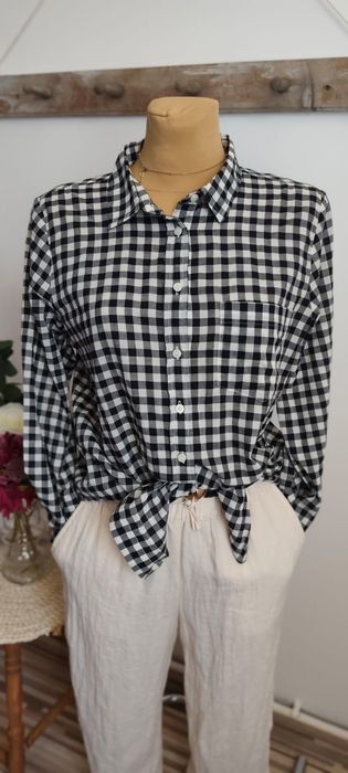 KOSZULA damska J.Crew czarno-biała w kratkę ROZMIAR M