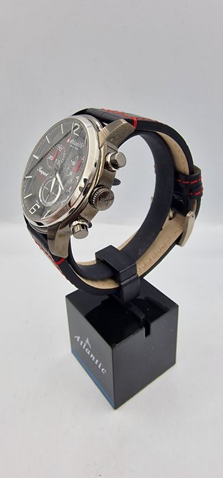 Atlantic Seasport Chronograph Gunmetal Black - szafir, skóra, Swiss