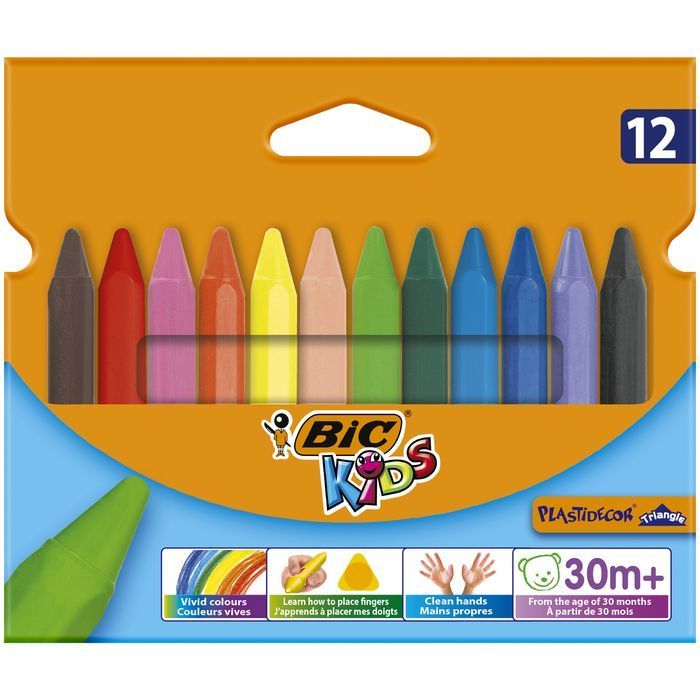 Kredki Świecowe Plastidecor Triangle Bic Kids 12 Kolorów Bic