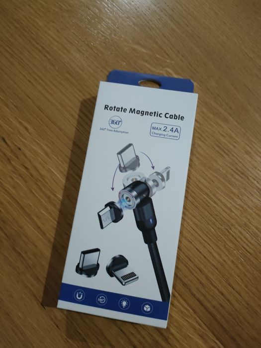 Kabel magnetyczny 360° USB C, micro USB, lightning